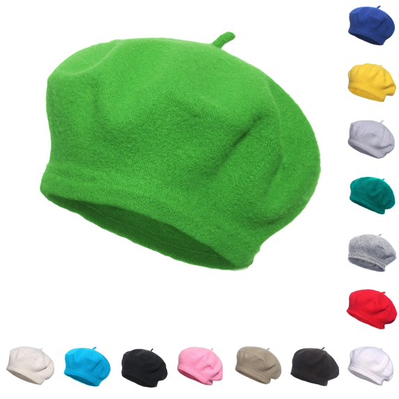 XIAOCHA Smooth Knit Beret Cap for Womens Solid Slim Fit Urban Roam Beret Hats,Light Green
