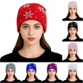 thumbnail image 1 of XIAOCHA Snowflake‑Rhinestone Beanie for Women，Gem‑Trim Fall‑Winter Outdoor Toque,Red, 1 of 5