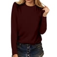 thumbnail image 1 of XIAOCHA Soft Casual Tops For Women Long Sleeve Crewneck Pullover Breathable Relaxed Office Home Daily Wear, 1 of 4