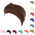 thumbnail image 1 of XIAOCHA Soft Chemo Hat for Women Solid Breathable Daily Turban Hair Loss Head Scarf,Coffee, 1 of 2
