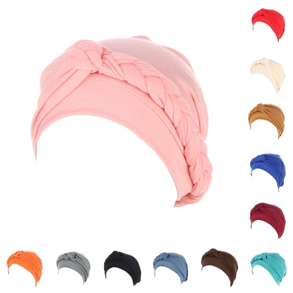 XIAOCHA Soft Chemo Hat for Women Solid Breathable Daily Turban Hair Loss Head Scarf,Pink