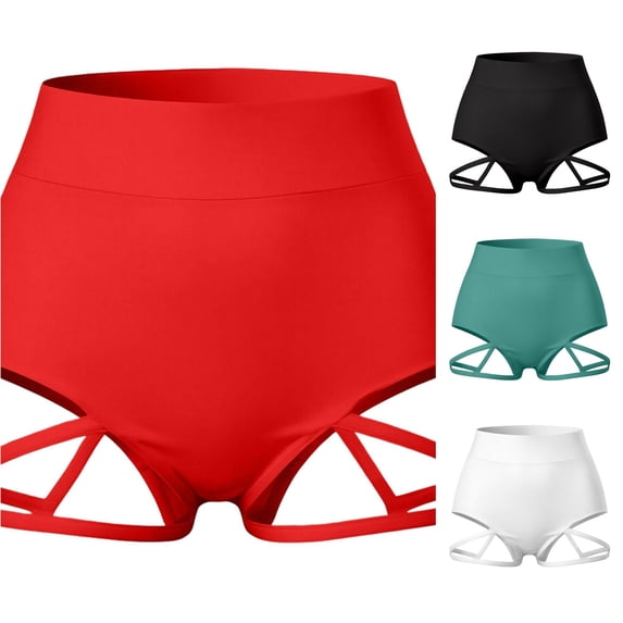 XIAOCHA Solid Color Bike Shorts For Women High Rise Strap Cutout Fitted Night Club Mini Bottoms