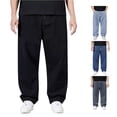 thumbnail image 1 of XIAOCHA Solid Color Denim Trousers For Men Mid Rise Loose Straight Leg Streetwear Long Jeans, 1 of 8