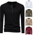 thumbnail image 1 of XIAOCHA Solid Henley Shirt For Men Long Sleeve Button Placket Daily Pullover Top, 1 of 5