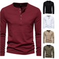 thumbnail image 1 of XIAOCHA Solid Henley Shirt For Men Long Sleeve Button Placket Daily Pullover Top, 1 of 4