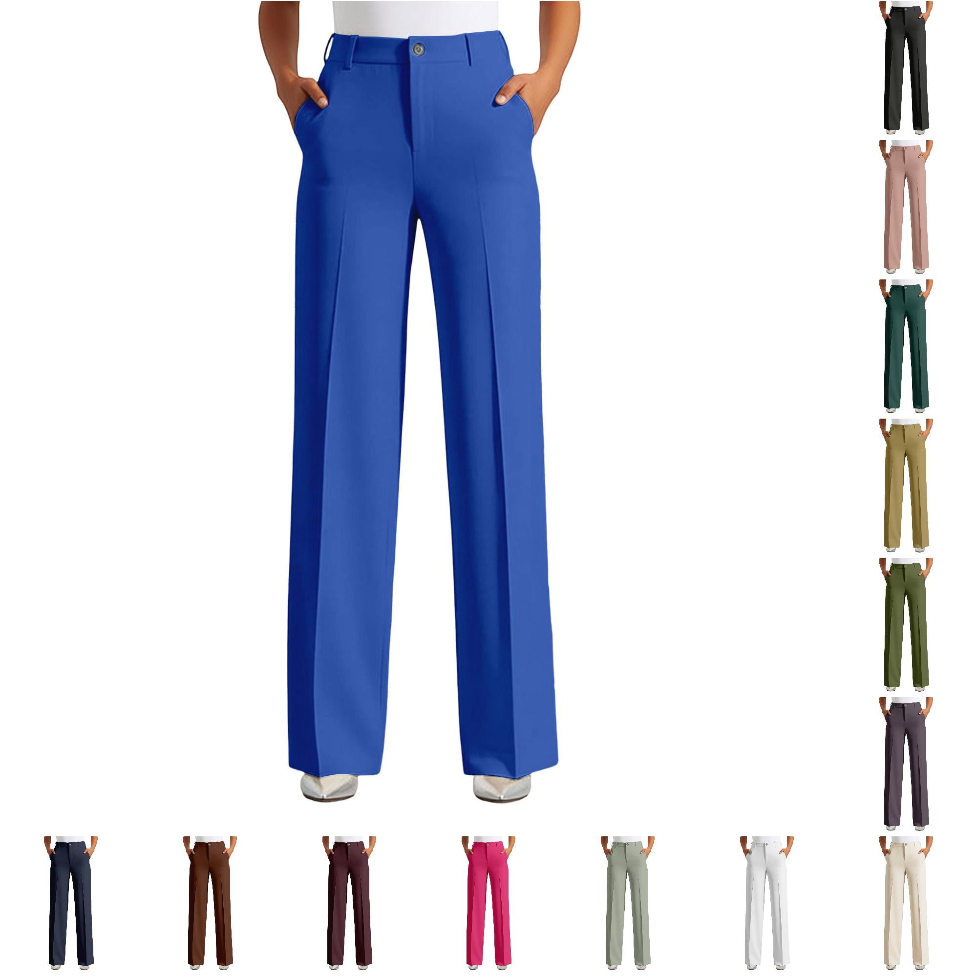 XIAOCHA Solid High Waist Wide Leg Trousers for Women Solid Pants Button ...