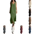 thumbnail image 1 of XIAOCHA Solid Maxi Dress For Women Sleeveless V Neck Split Summer Beach Cover Up, 1 of 5