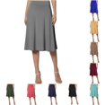 thumbnail image 1 of XIAOCHA Solid Midi Skirt For Women High Waist Flared Swing Casual Summer Bottoms, 1 of 5