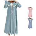 thumbnail image 1 of XIAOCHA Solid Print Nightgown For Women Ruffled Collar Long Sleeve Sleepwear, 1 of 4