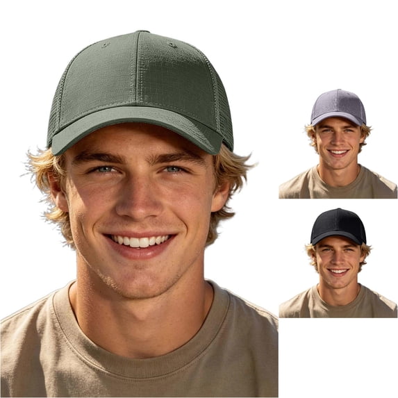 XIAOCHA Solid Ribbed Textured Baseball Cap for Men Breathable Outdoor Sun Shield Dad Hat ,Green