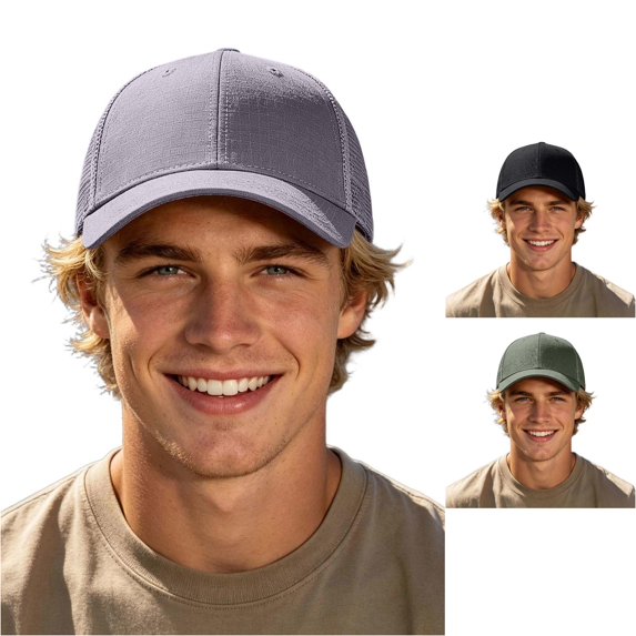 XIAOCHA Solid Ribbed Textured Baseball Cap for Men Breathable Outdoor Sun Shield Dad Hat ,Grey