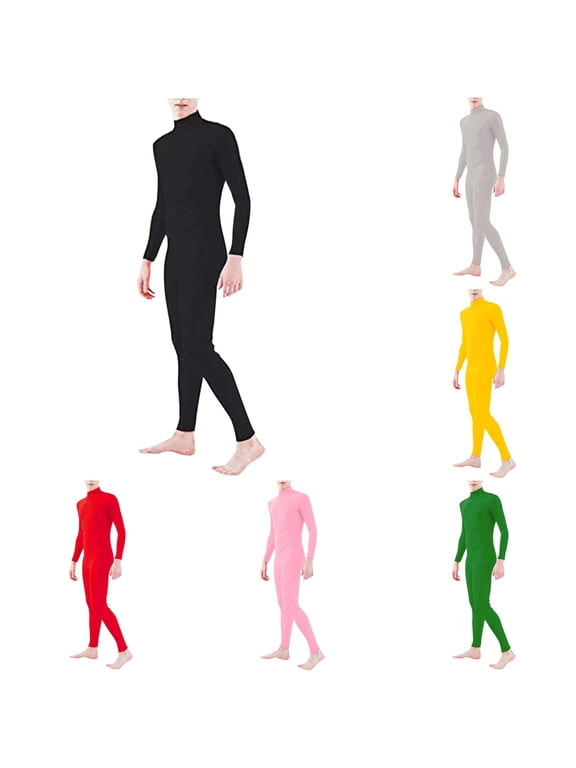 Solid Turtleneck Full Body Bodysuit For Men Stretch Fit Stage Performance Jumpsuit