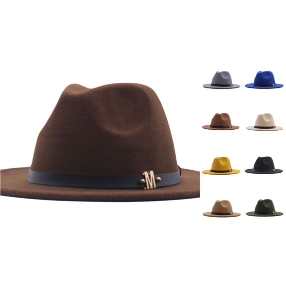 XIAOCHA Solid Wide Brim Fedora Hat for Womens Adjustable Hat Band for Horse Riding Ranch Fedoras,Coffee