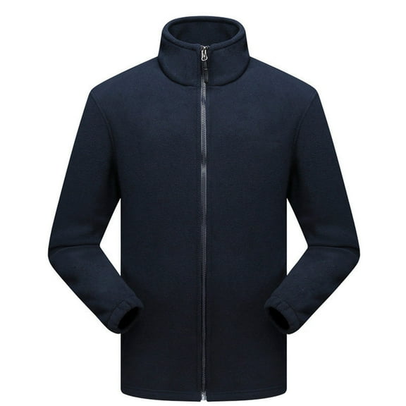 XIAOCHA Stand Collar Fleece Jacket Full-Zip Loose Long Sleeves Coat For Couples Fall Winter Outdoor Workout Sweatshirt