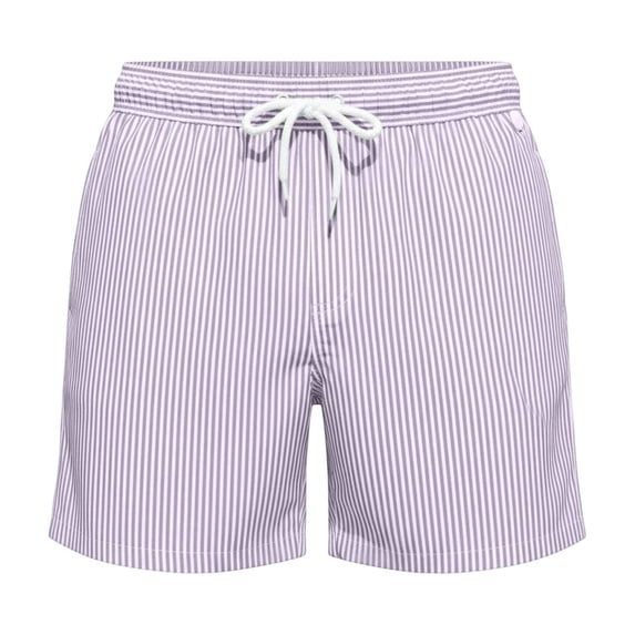 XIAOCHA Striped Swim Trunks for Men Mid Length Drawstring Waist Trousers Quick Dry Beachwear Vacation Pants