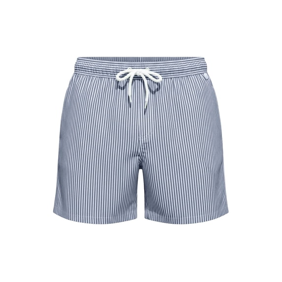 XIAOCHA Striped Swim Trunks for Men Mid Length Drawstring Waist Trousers Quick Dry Beachwear Vacation Pants