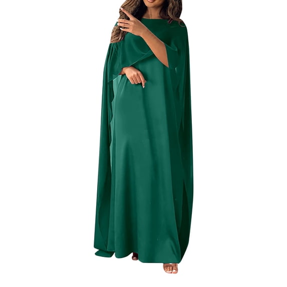 XIAOCHA Summer Flowy Maxi Dress for Women Solid Cape Sleeve Loose Formal Long Dresses