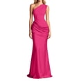 thumbnail image 1 of XIAOCHA Summer Glam Maxi Dress for Women One Shoulder Ruched Waist Solid Satin Formal Party Gown, 1 of 5