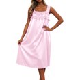 thumbnail image 1 of XIAOCHA Summer Sleeveless Midi Nightdress for Women Solid Square Neck Tier Ruffle Pocket Loose Loungewear Sleep Dresses, 1 of 4