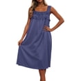 thumbnail image 1 of XIAOCHA Summer Sleeveless Midi Nightdress for Women Solid Square Neck Tier Ruffle Pocket Loose Loungewear Sleep Dresses, 1 of 4