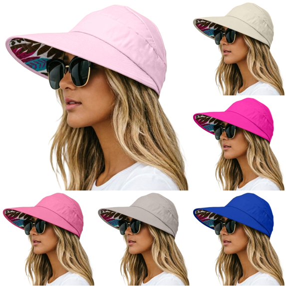 XIAOCHA Sun‑Shielding Sun Hat for Women , Wide Brim Outdoor Beach Headcover,Pink