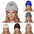 thumbnail image 1 of XIAOCHA Thick Fall‑Winter Beanie for Women，Puppy‑Embroidered Outdoor Skullcap,Light Gray, 1 of 6