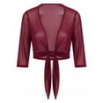 thumbnail image 1 of XIAOCHA Tie-Front Cropped Shrug for Women Three-Quarter-Sleeve Everyday Casual Cover-Ups, 1 of 2