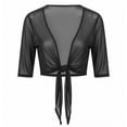 thumbnail image 1 of XIAOCHA Tie-Front Cropped Shrug for Women Three-Quarter-Sleeve Everyday Casual Cover-Ups, 1 of 2