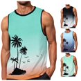 thumbnail image 1 of XIAOCHA Tree Print Tank Top For Men Round Neck Sleeveless Gradient Casual Beach Vest, 1 of 4