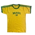 thumbnail image 1 of XIAOCHA Unisex Brasil Graphic Tee Ringer Short Sleeve Top Retro Casual Soccer Shirt, 1 of 2