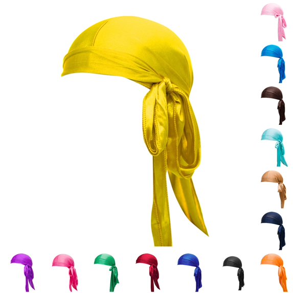 XIAOCHA Unisex Satin Silky Durag Cap Tied Tail Design Breathable Headwrap Headcover