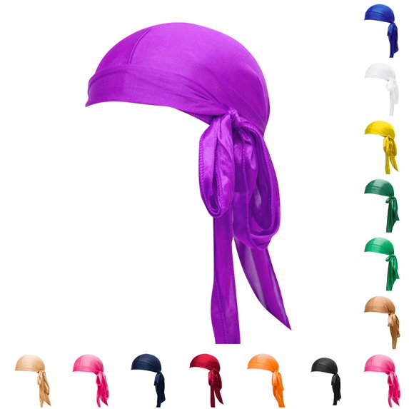 XIAOCHA Unisex Satin Silky Durag Cap Tied Tail Design Breathable Headwrap Headcover