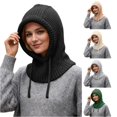 thumbnail image 1 of XIAOCHA Warm Balaclava for Women，Drawstring Rib‑Knit Fall‑Winter Outdoor Hoodhat,Black, 1 of 5