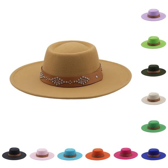 XIAOCHA Wide Brim Wool Cowboy Hat for Men Solid Shapeable Brim Outdoor Western Hat Horse Riding Western Cowboy Hat,Brown