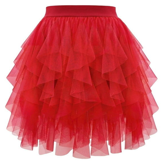 XIAOCHA Women Black Tiered Tulle Mini Skirt Elastic Waist Ruffled Layered Mesh Skirt Party Gothic Rave Wear Skirt