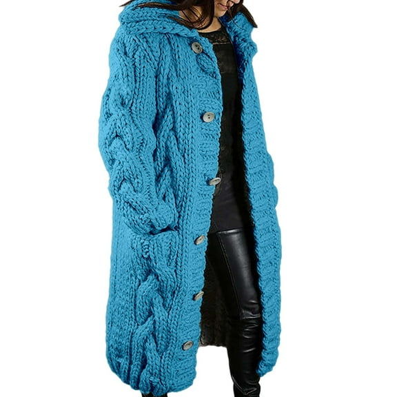 XIAOCHA Women Cardigans Casual Long Button Down Open Front Cardigan Sweater Oversized Loose Long Sleeves Knit Coat Outerwear With Pockets