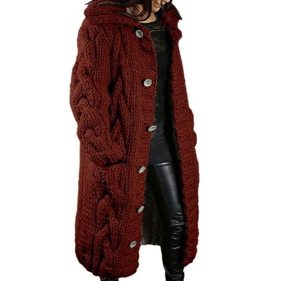 XIAOCHA Women Cardigans Casual Long Button Down Open Front Cardigan Sweater Oversized Loose Long Sleeves Knit Coat Outerwear With Pockets