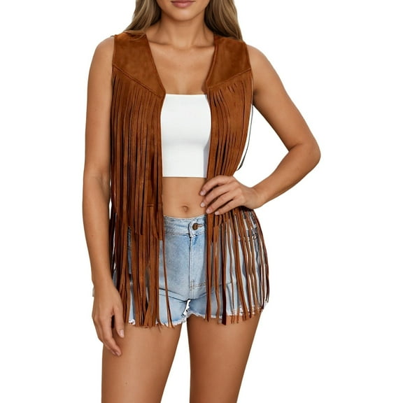 XIAOCHA Women Cardigans Hip Hop Trendy Tassel Vest Sleeveless Sweater Coat Solid Color Comfortable Open Front Slim Fit Outwear Cardigan