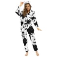 thumbnail image 1 of XIAOCHA Women Cow Print Onesie Hooded Zip Jumpsuit Sleepwear, 1 of 4