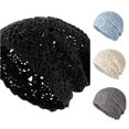 thumbnail image 1 of XIAOCHA Women Crochet‑Lace Beanie Bohemian Solid Knit Crochet Slouchy Hat Handmade Summer Cap,Black, 1 of 3