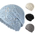 thumbnail image 1 of XIAOCHA Women Crochet‑Lace Beanie Bohemian Solid Knit Crochet Slouchy Hat Handmade Summer Cap,Blue, 1 of 3