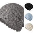 thumbnail image 1 of XIAOCHA Women Crochet‑Lace Beanie Bohemian Solid Knit Crochet Slouchy Hat Handmade Summer Cap,Grey, 1 of 5