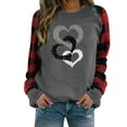 thumbnail image 1 of XIAOCHA Women Double Heart Embellished Sweatshirt Valentine Loose Long Sleeve Round Neck Pullover Spring Soft Daily Top, 1 of 6