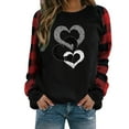 thumbnail image 1 of XIAOCHA Women Double Heart Embellished Sweatshirt Valentine Loose Long Sleeve Round Neck Pullover Spring Soft Daily Top, 1 of 6