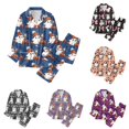 thumbnail image 1 of XIAOCHA Women Halloween Print Pajama Set Long Sleeve Button Down Sleep Pant Set, 1 of 5
