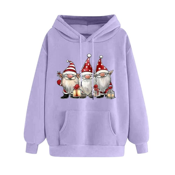 XIAOCHA Women Hoodies Christmas Graphic Hoodie Pullover Sweatshirt Festive Holiday Print Long Sleeve Pocketed Top Comfortable Winter Wear