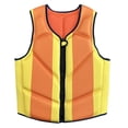 thumbnail image 1 of XIAOCHA Women Life Jacket For Water Sports High Visibility Orange & Yellow Striped Zippered Safety Vest Quick Drying Buoyant Flotation Gear, 1 of 7