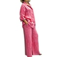 thumbnail image 1 of XIAOCHA Women Linen Two Piece Outfit Button Down Square Neckline Shirt Wide Leg Pants Casual Daily Wear Sets, 1 of 5