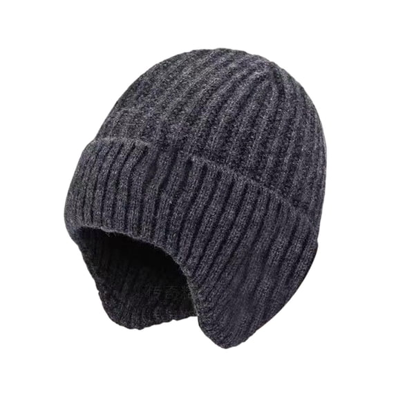 XIAOCHA Women’S Ear‑Cover Beanie,Solid‑Knit Fall‑Winter Outdoor Toque,Grey