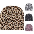 thumbnail image 1 of XIAOCHA Women’S Leopard‑Print Beanie Jacquard‑Knit Fall‑Winter Outdoor Toque,Light Yellow, 1 of 3